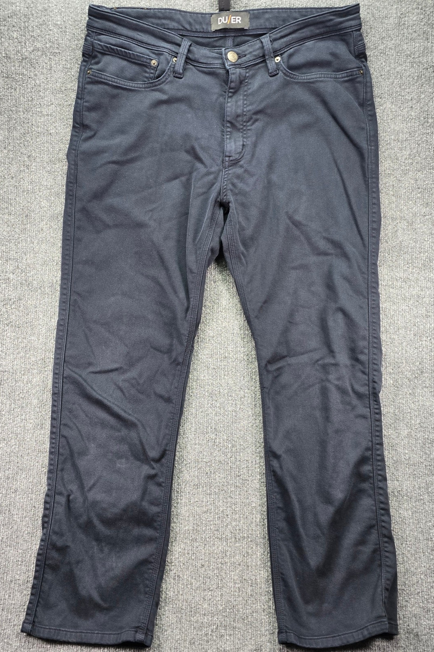 DU/ER Pants Mens 36x30 (36x29) Dark Navy Blue Straight Fit Stretch No Sweat
